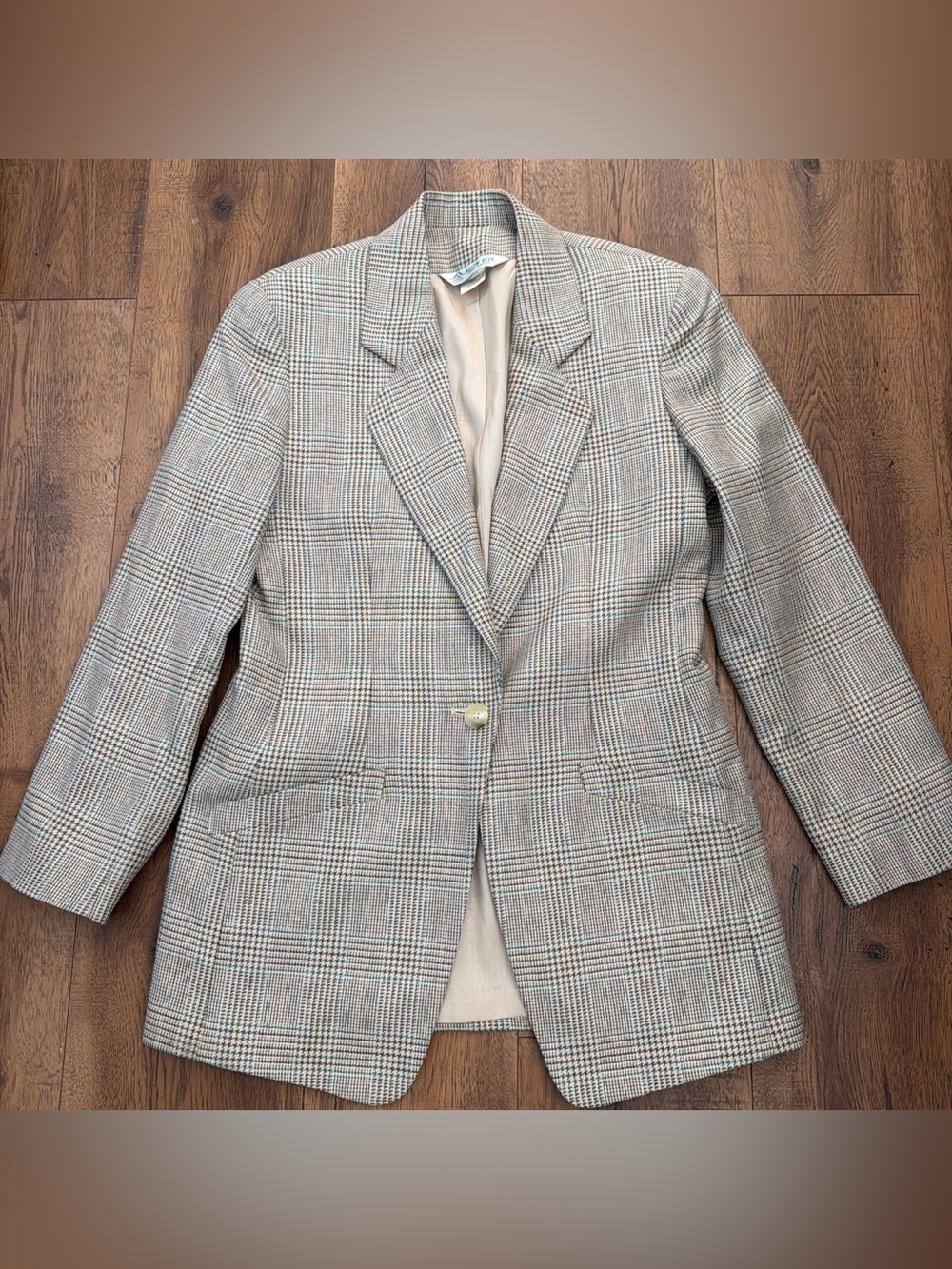 Austin Reed Glen Plaid Single-Button Tan Blazer
